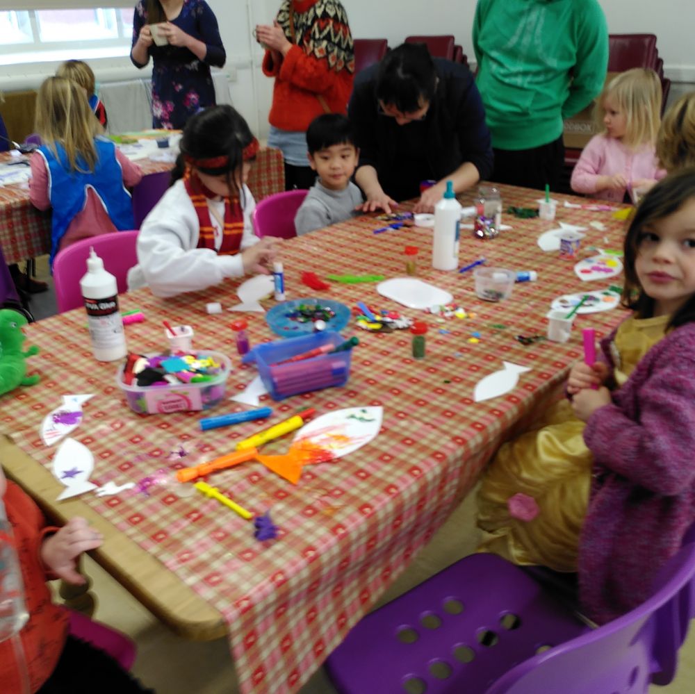 Children doing craft activity at Children's Church