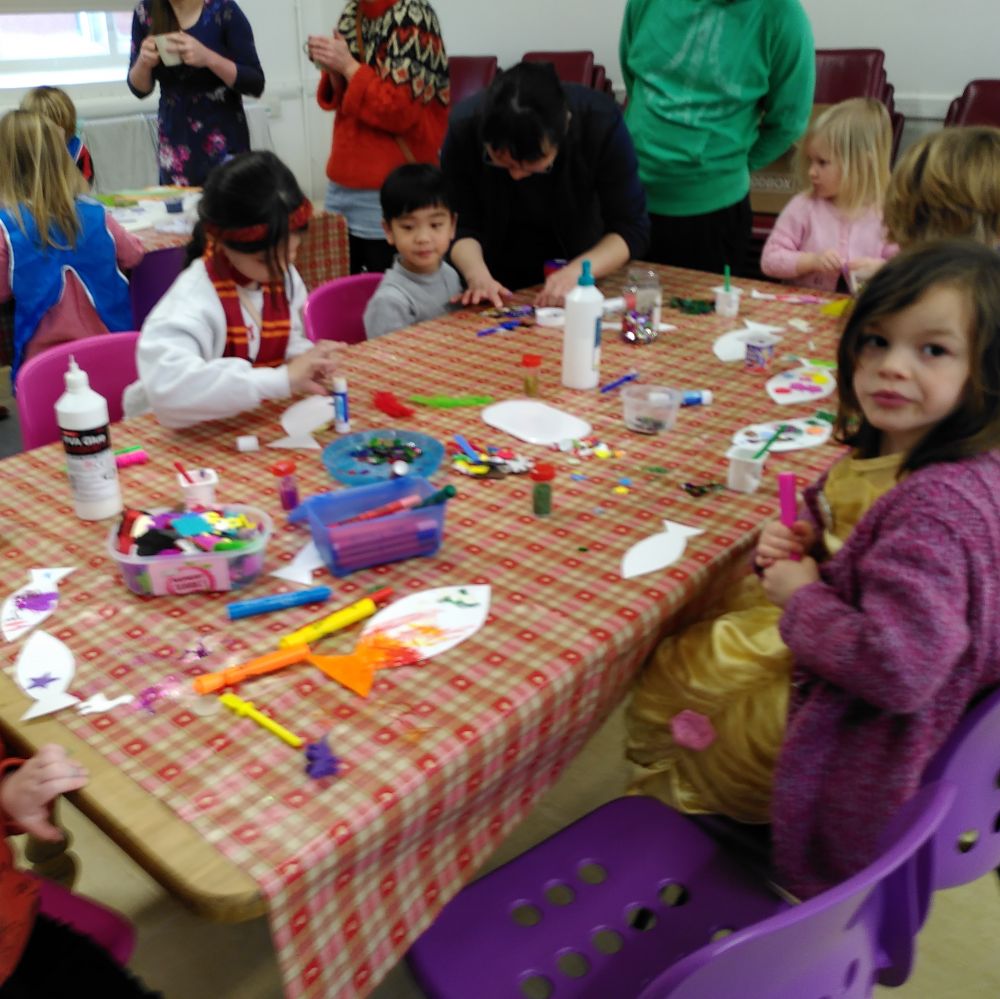 Children doing craft activity at Children's Church