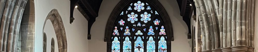 View towards the chancel of a service being conducted